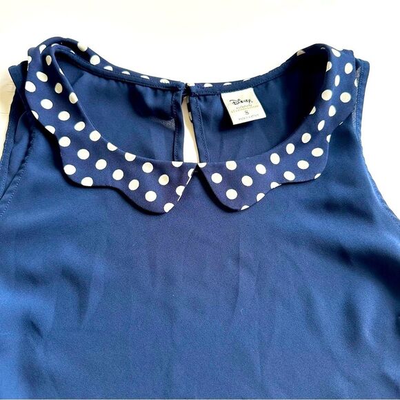 Disney Minnie Mouse Collection SZ S Sleeveless Blouse Top Blue LC Lauren Conrad - Picture 4 of 9